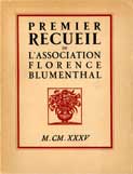 Premier recueil de l'Association Florence Blumenthal 1935